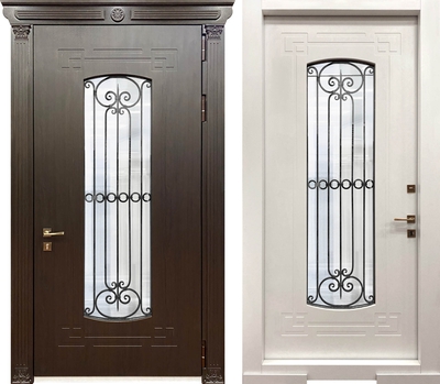Новинка в каталоге! Термодверь МДФ ПВХ с ковкой и стеклопакетом